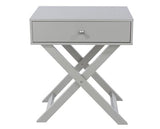 Cross Leg 1 Drawer Bedside Cabinet-Light Grey