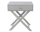 Cross Leg 1 Drawer Bedside Cabinet-Light Grey