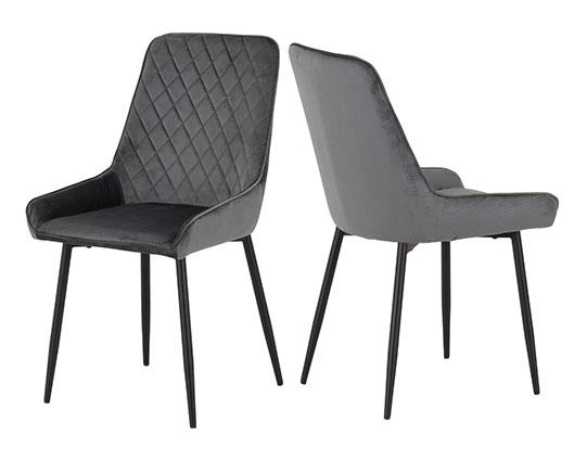 QUEBEC STRAIGHT & AVERY DINING SET (X4 CHAIRS) - MEDIUM OAK EFFECT/GREY VELVET