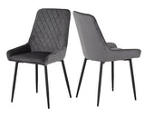 QUEBEC STRAIGHT & AVERY DINING SET (X4 CHAIRS) - MEDIUM OAK EFFECT/GREY VELVET