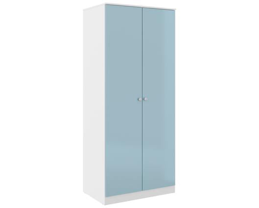 DENVER 2 DOOR WARDROBE - WHITE/BLUE GLOSS