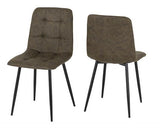 FENTON DINING SET (X6 CHAIRS) - WHITE/OLIVE GREEN SUEDE FABRIC