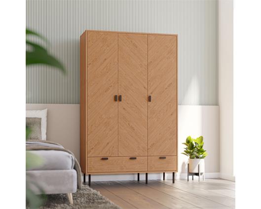 LEON 3 DOOR 2 DRAWER WARDROBE - MEDIUM OAK EFFECT