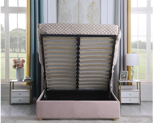 AMELIA 4'6" PLUS BED - PINK VELVET FABRIC