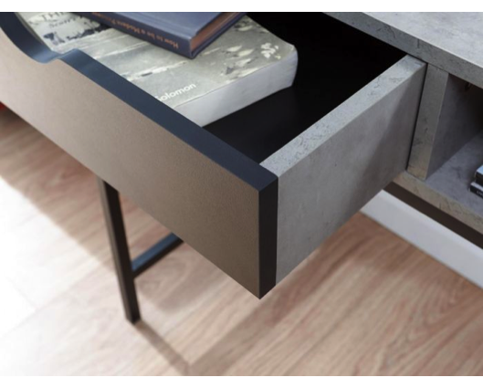 Telton Computer Desk-Concrete & Black
