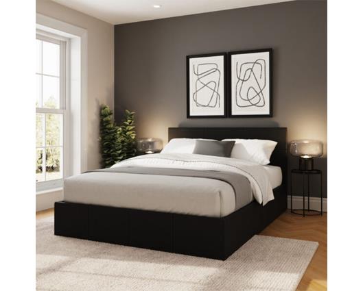 Serena Small Double Side Lift Ottoman Bed-Black