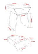 Apollo metal 1 drawer bedside cabinet, copper drawer, black cabinet, handle and legs