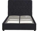 MADISON 4'6" OTTOMAN BED - BLACK VELVET FABRIC