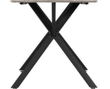 ATHENS RECT & LUKAS DINING SET (X4 CHAIRS) - CONCRETE/SAPPHIRE BLUE VELVET