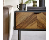 Alvin Lamp Table - Black and Natural Brown Wood