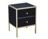 Fabian 2 Drawer Bedside - Black & Gold