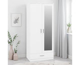 DAKOTA 2 DOOR 1 DRAWER MIRRORED WARDROBE - WHITE