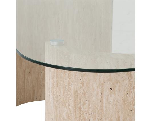 MODENA CONSOLE TABLE - CLEAR GLASS/CREAM MARBLE EFFECT