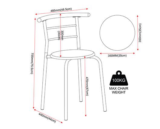 DERRY DINING SET (X2 CHAIRS) - BLACK/WALNUT