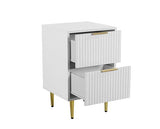 Zara 2 Drawer Fluted Bedside - White