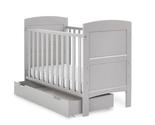 Grace Mini Cot Bed, Under Drawer + Fibre Mattress - Warm Grey