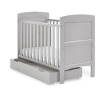 Grace Mini Cot Bed, Under Drawer + Fibre Mattress - Warm Grey
