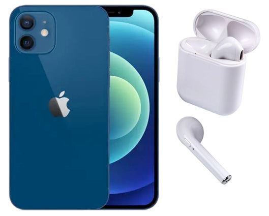 Refurbished Apple iPhone 12 Blue with Wireless Headphones