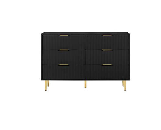 Zara 6 Drawer Fluted Chest - Black