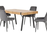 TREVISO & AVERY DINING SET (X4 CHAIRS) - LIGHT OAK EFFECT/GREY VELVET