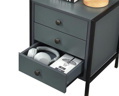 Alva 3 Drawer Bedside - Dark Grey