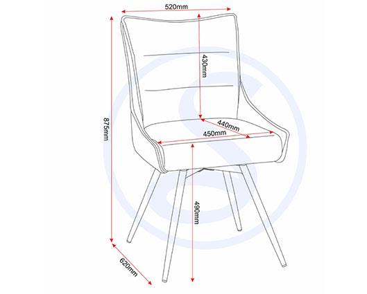 LEWIS SWIVEL DINING CHAIR (X2 PER BOX) - GREY FABRIC