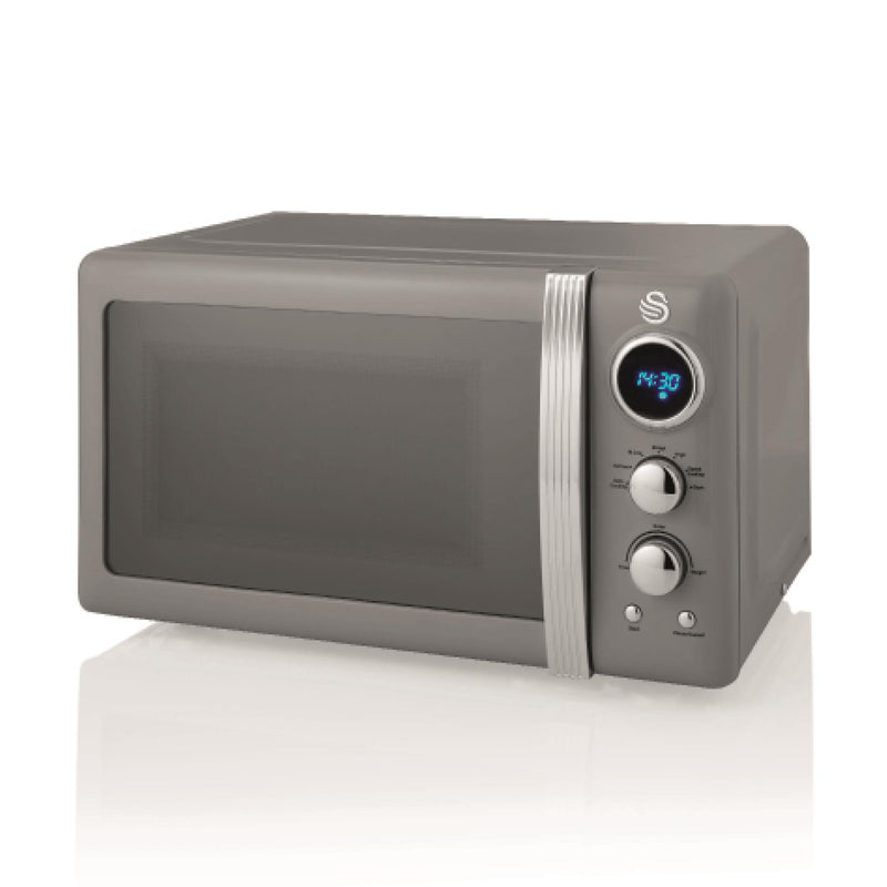 800W Retro Digital Microwave - Grey