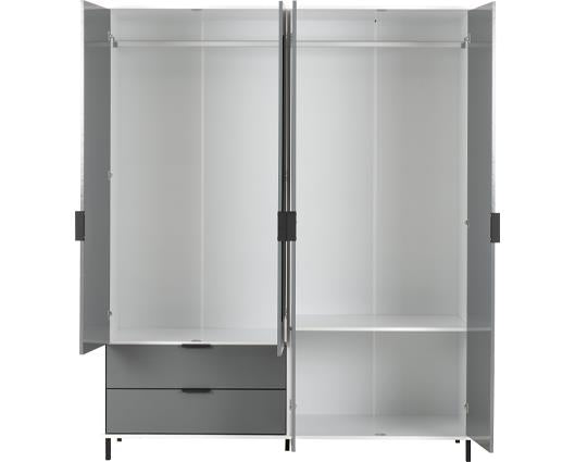 MADRID 4 DOOR 2 DRAWER WARDROBE - GREY/WHITE GLOSS