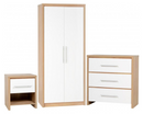 Santos Bedroom Set - White High Gloss/Light Oak Effect Veneer