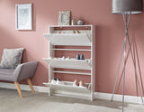 Slim High Gloss 3 Tier Shoe Cabinet-White