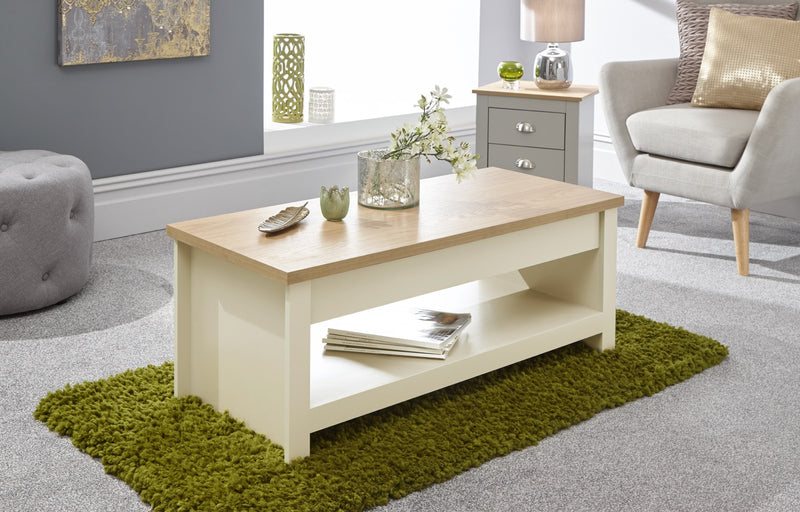 Lachlan Lift Up Coffee Table- Cream