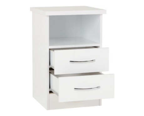 Neptune 2 Drawer Bedside - White Gloss
