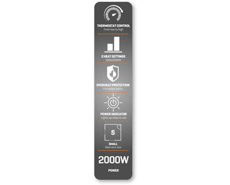 Daewoo 2000W Upright Fan Heater with Thermostat