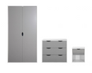 Atrix 3 Piece Bedroom Set 3 Drawer-Grey