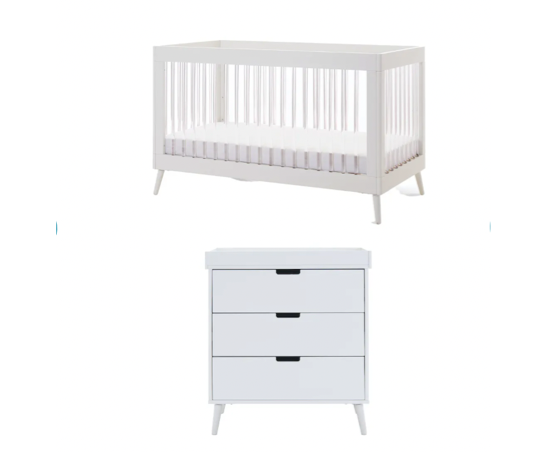 Maura 2 Piece Room Set - White with Acrylic