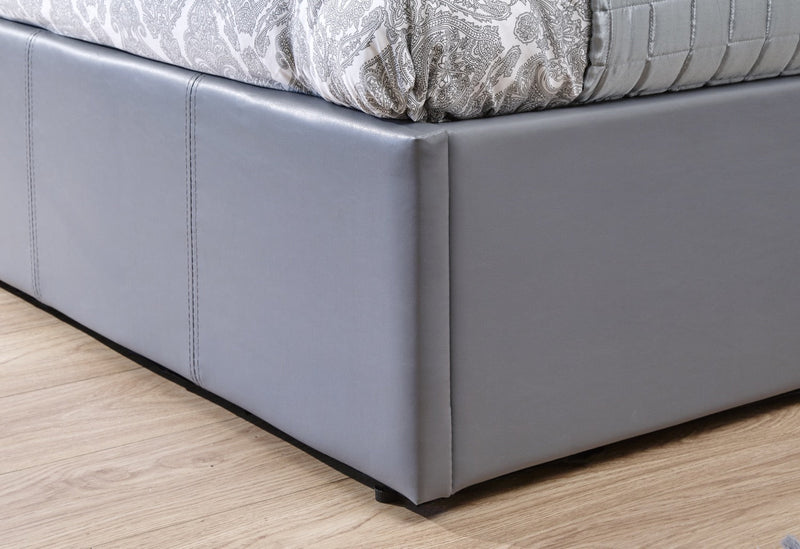 Small Double End Lift Ottoman Bed-Grey PU