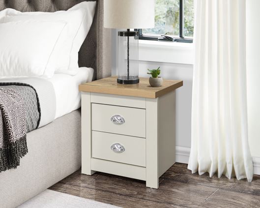 Harper 2 Drawer Bedside-Cream