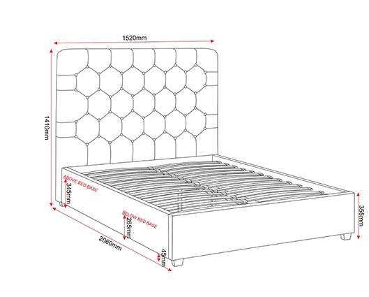 MADISON 4'6" BED - FAWN VELVET FABRIC