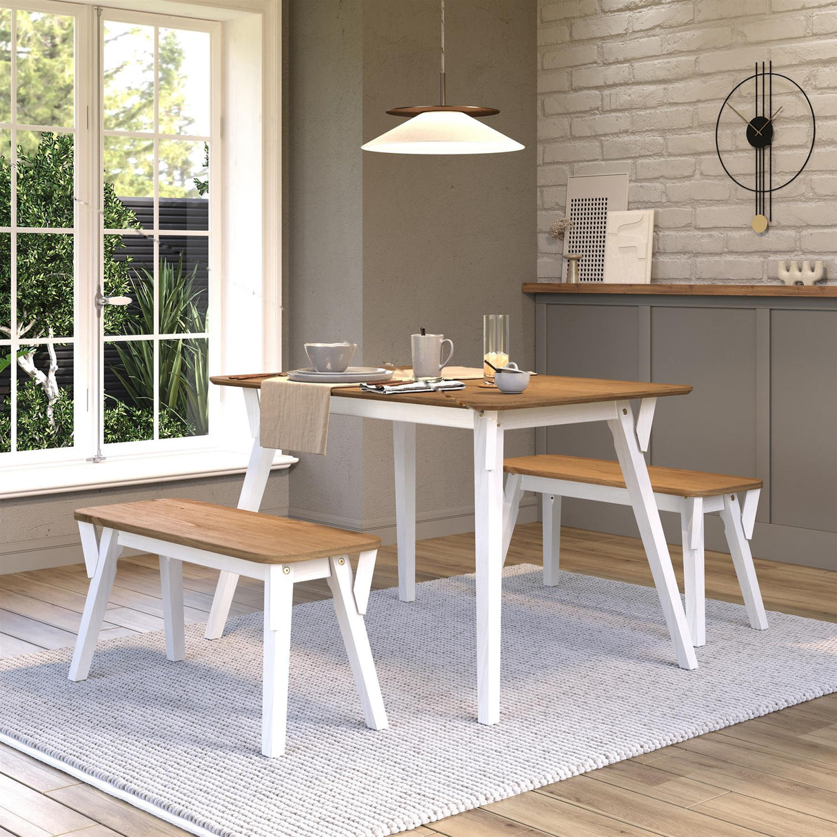 Corona Grey 120cm kitchen table & 2 bench set