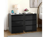 MALVERN 3 DRAWER BEDSIDE X2 - BLACK