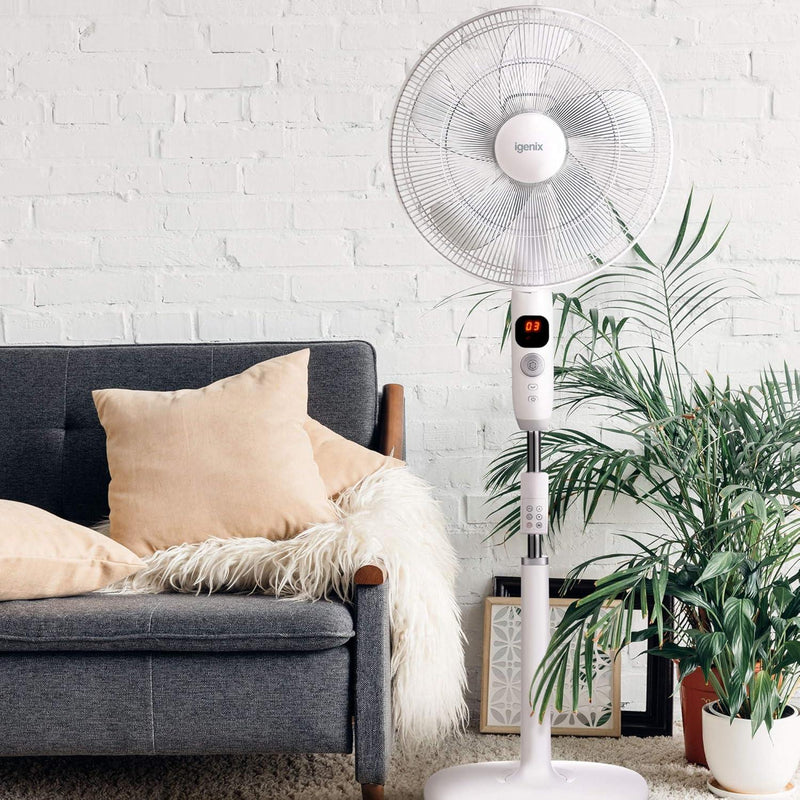 Igenix 16" Digital DC Motor Pedestal Fan - White