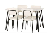 MARLOW & SHELDON DINING SET (X4 CHAIRS) - WHITE MARBLE/IVORY BOUCLE FABRIC