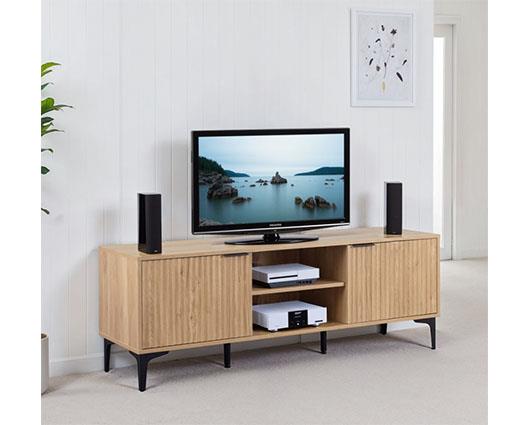 MIAMI 2 DOOR TV UNIT - OAK EFFECT/BLACK