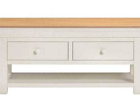 BORDEAUX 2 DRAWER COFFEE TABLE - IVORY/OAK