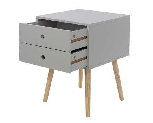 Scandia 2 Drawer Bedside Cabinet-Light Grey