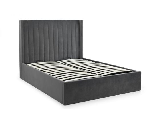 Langham Scalloped Headboard Ottoman King Bed - Grey