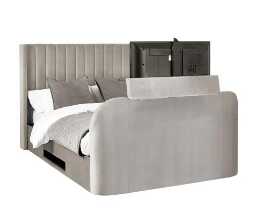 Clara Side Lift Ottoman TV Bed Light Grey - King