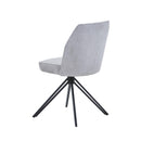 Aspen swivel dining chairs, light grey cord fabric with black metal legs (pair)