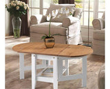 SANTOS DROP LEAF COFFEE TABLE - WHITE/DISTRESSED WAXED PINE