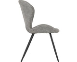 QUEBEC WAVE EDGE DINING SET (X4 CHAIRS) - CONCRETE EFFECT/GREY FAUX LEATHER